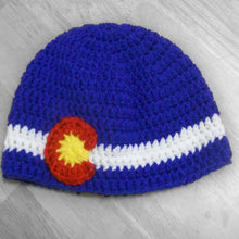Load image into Gallery viewer, Crochet Colorado flag beanie
