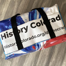 Load image into Gallery viewer, Duffle bag made from vinyl with webbed handles
