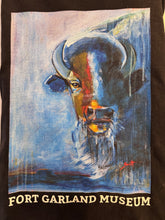 Load image into Gallery viewer, Bison Buffalo T Shirt on Black w Fort Garland Museum printed below the photo.
