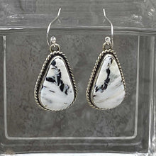 Load image into Gallery viewer, White Buffalo and Sterling Silver Teardrop Earrings by Kevin Ramone