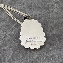 Load image into Gallery viewer, Back of necklace stamped with San Felipe, artist signature and Sterling mark.

