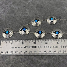 Load image into Gallery viewer, Shadowbox necklace next to ruler showing length of pendants as 5"