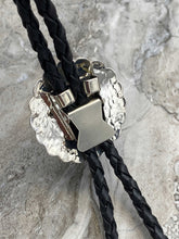 Load image into Gallery viewer, Navajo Sterling Silver Concho Bolo Tie with Sonoran Turquoise by Geneva Ramone