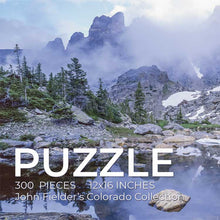 Load image into Gallery viewer, John Fielder puzzle box with picture of mountain and lake.