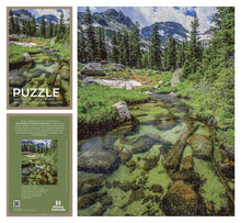 Load image into Gallery viewer, John Fielder puzzle box with picture of mountain and lake.