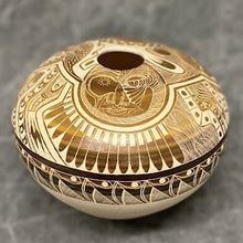 Load image into Gallery viewer, "Sun Dreamer" Etched Seed Pot by Ute Mountain Artist Norman Lansing