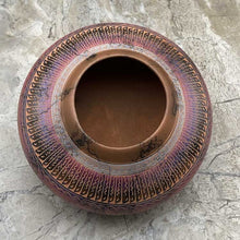 Load image into Gallery viewer, Round horsehair vase with etched designs.