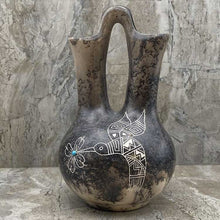 Horsehair wedding vase with hummingbird etched design.