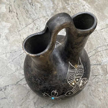 Horsehair wedding vase with hummingbird etched design.