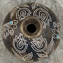 Load image into Gallery viewer, Acoma Horsehair Seed Pot with Turquoise Inlay