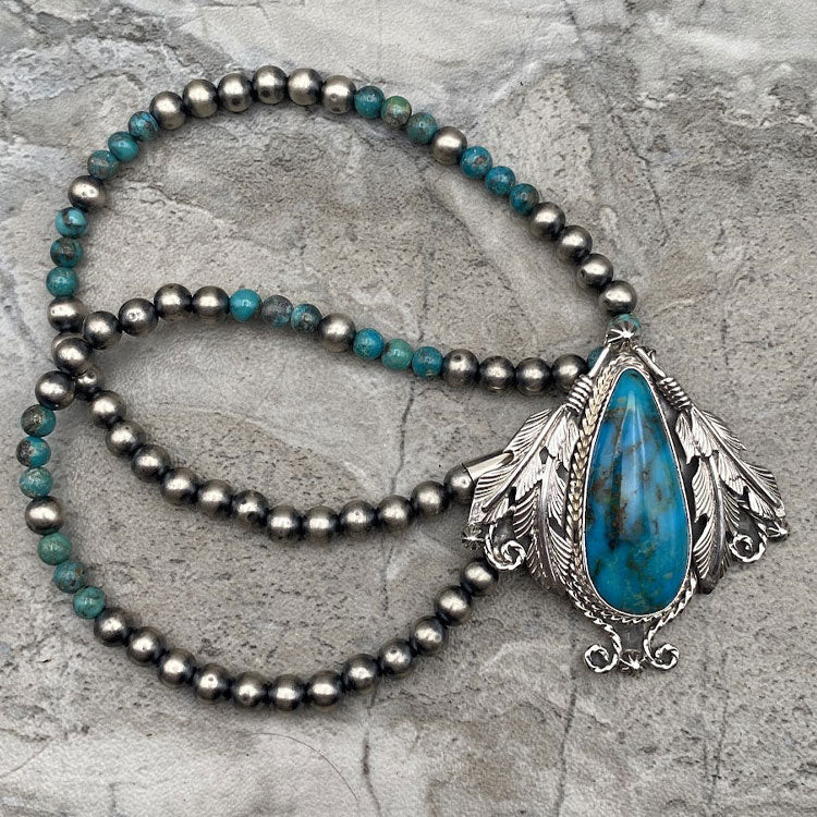 Navajo Imperial Turquoise & Sterling Silver Necklace