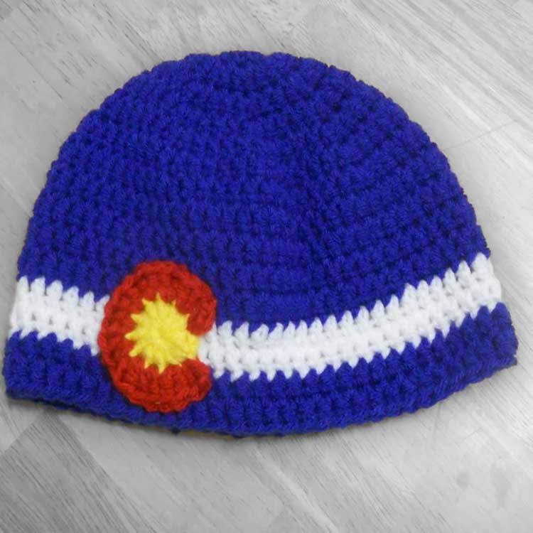 Crochet Colorado flag beanie