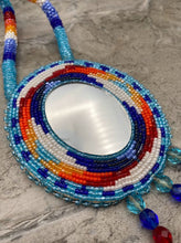 Load image into Gallery viewer, Beaded necklace with mirror center
