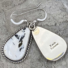 Load image into Gallery viewer, White Buffalo and Sterling Silver Teardrop Earrings by Kevin Ramone
