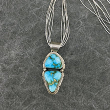 Load image into Gallery viewer, Sterling silver and Sonoran Gold turquoise pendant on six-strand silver necklace
