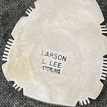 Load image into Gallery viewer, Back of pendant with Larson L. Lee and Sterling stamped in the silver
