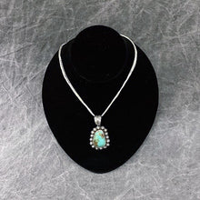 Load image into Gallery viewer, Sterling silver and turquoise necklace with star boarder and five-strand sliver necklace.
