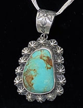 Load image into Gallery viewer, Sterling silver and turquoise necklace with star boarder and five-strand sliver necklace.
