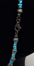 Load image into Gallery viewer, Navajo turquoise and handmade sterling silver bench bead necklace with lobster clasp.
