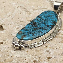 Load image into Gallery viewer, Turquoise and sterling silver pendant and chain.
