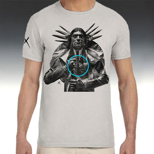 Short sleeve t-shirt with image Omtua design from Virgil Ortiz