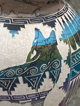 Load image into Gallery viewer, Navajo Horsehair Pottery Jar  with Wolf Design by Marcus Nelson
