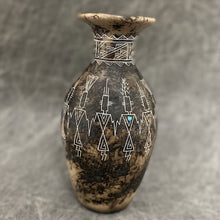 Load image into Gallery viewer, Vase with traditional American Indian design and jade stone
