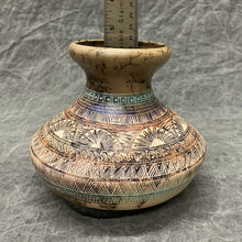 Load image into Gallery viewer, Horsehair Pottery, by Navajo Artist Alynssa Gilmore with ruler showing 4.5&quot; height
