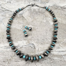 Load image into Gallery viewer, Navajo Turquoise and Handmade Sterling Silver Bench Bead Set
