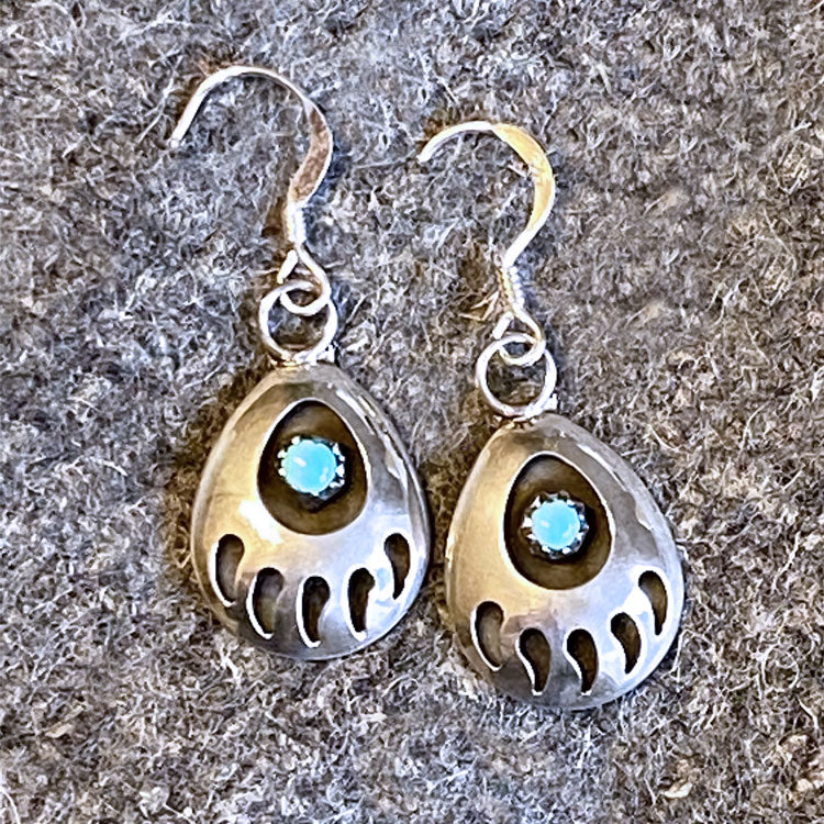 Genuine American Indian Navajo Sterling Silver and Turquoise Drop Earrings from the History Colorado Shop