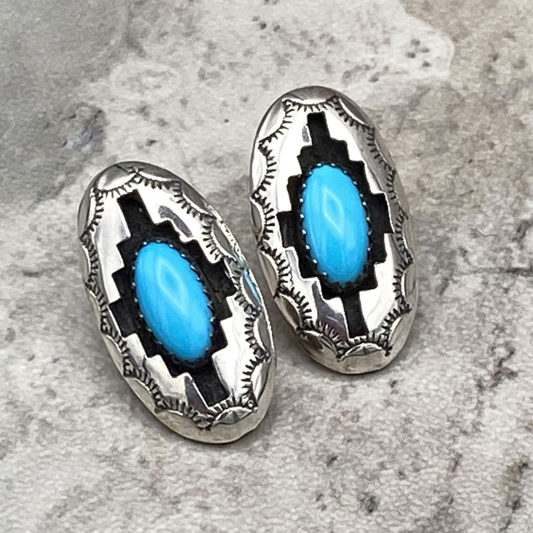 Genuine American Indian Navajo Sterling Silver and Turquoise Earrings from the History Colorado Shop
