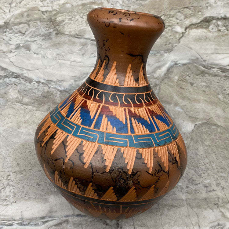 Hand Etched Navajo Pottery - Horse hair Vase