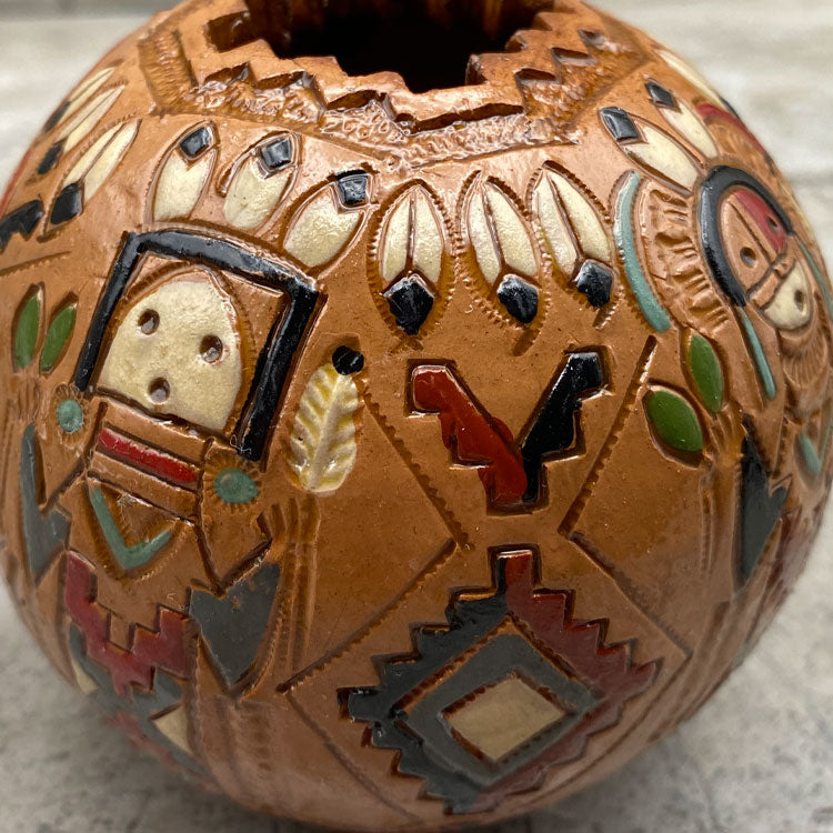 Navajo (DinÃ©) Pine Pitched Yei bi chei Pottery Vase