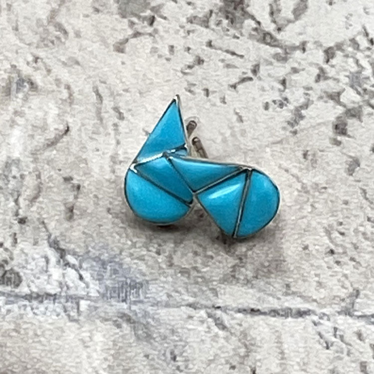 Genuine American Indian Zuni Sterling Silver and Turquoise Stud Earrings from the History Colorado Shop